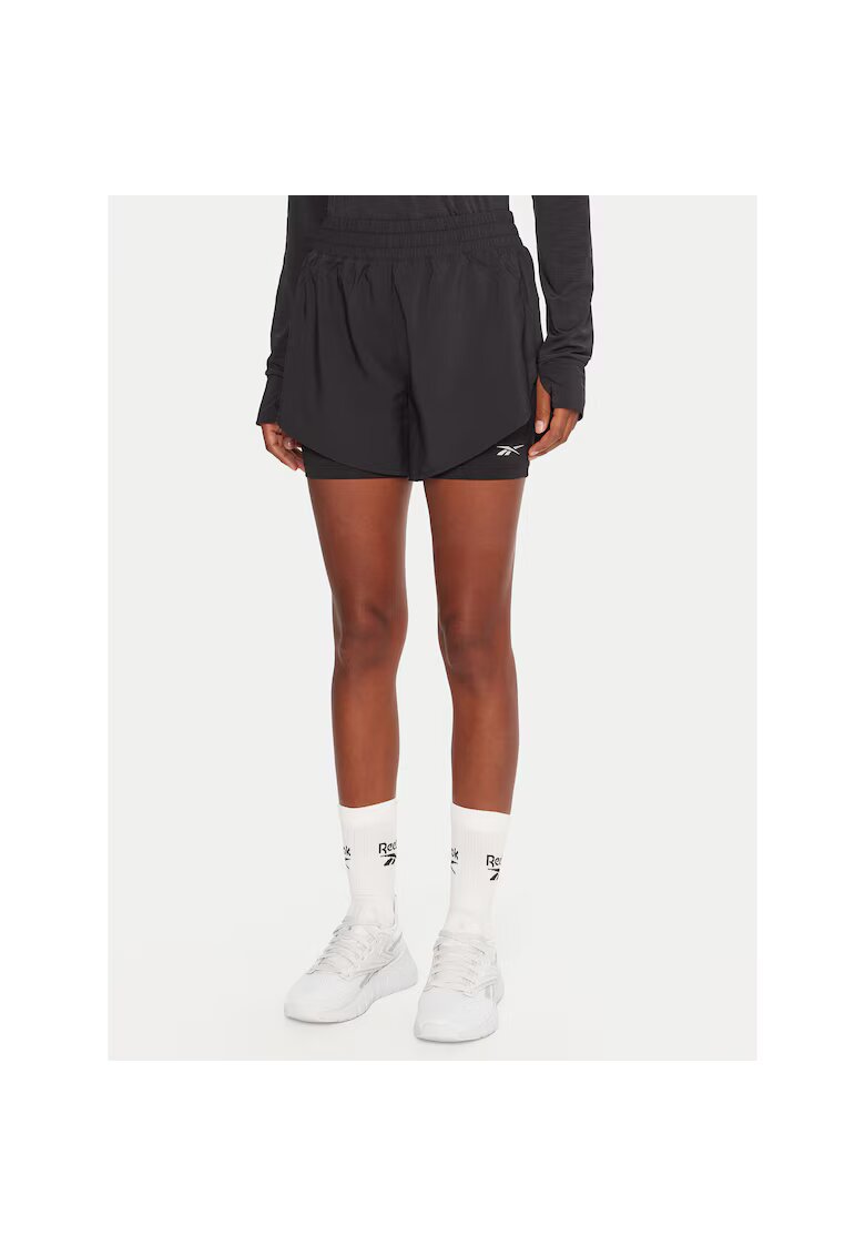 Reebok Pantaloni sport dama scurti - negru - fabricat respirabil