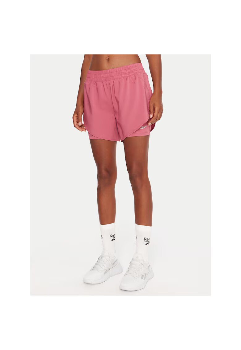 Reebok Pantaloni sport dama scurti - roz - fabricat respirabil