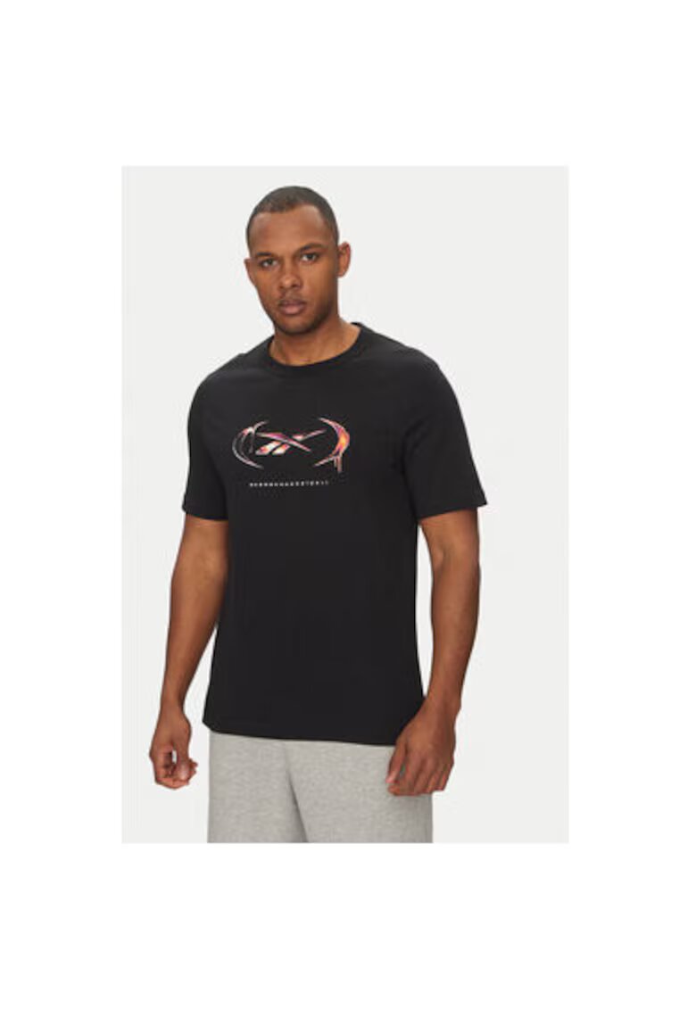 Reebok Tricou barbati 100218818 - Bumbac - Negru - Negru
