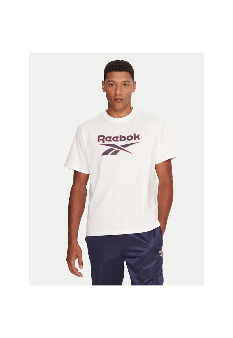 Reebok Tricou sport barbati alb - bumbac