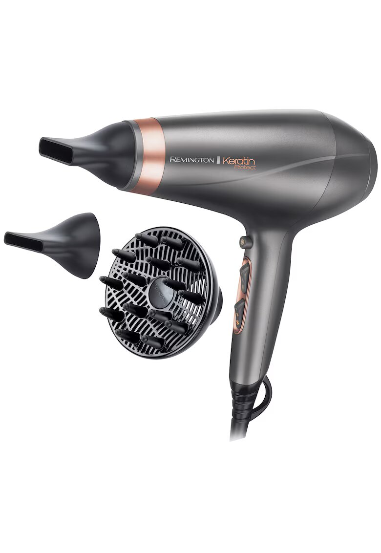 Remington Uscator de par Keratin Protect - 2200 W - 3 trepte de temperatura - 2 viteze - Gri/Aramiu