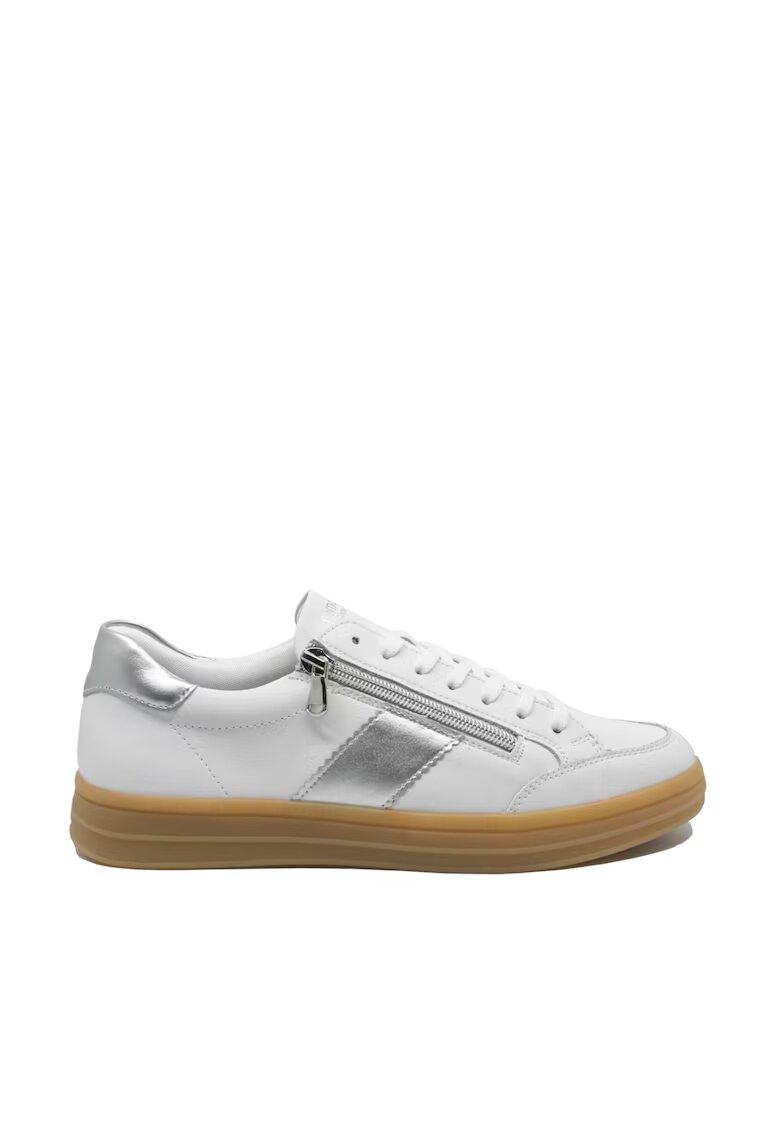 REMONTE Pantofi sport dama alb cu argintiu - din piele naturala REMD2C02-80 - Alb