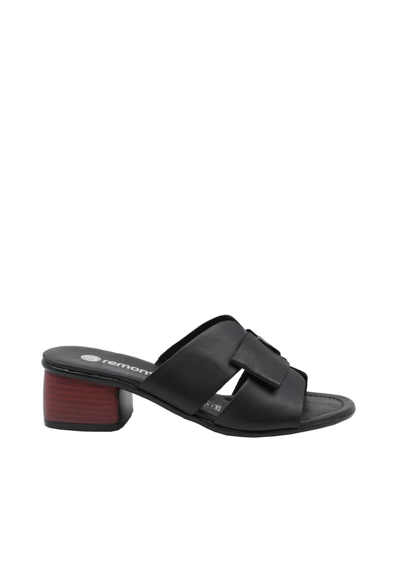 REMONTE papuci de dama din piele cu curea fixa neagra R8759-01