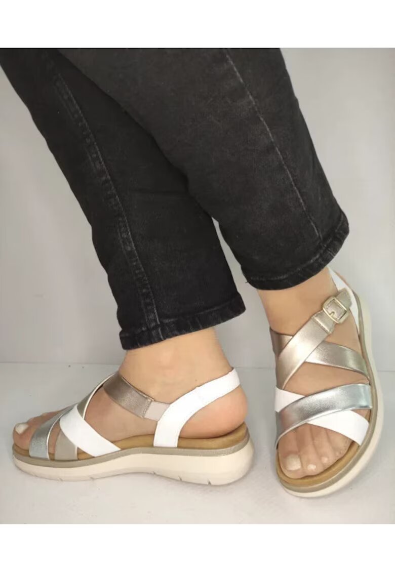 REMONTE Sandale Casual Dama D2K53-91 Albe Cu Metalic - Alb - Alb