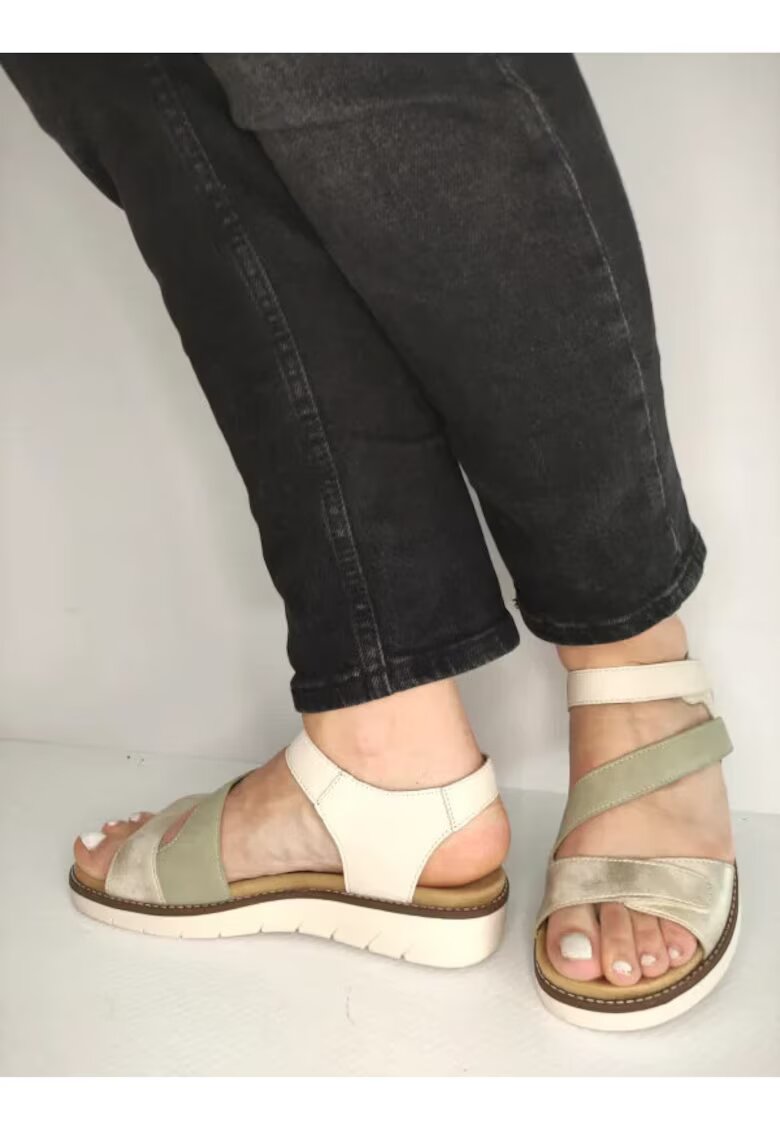 REMONTE Sandale wedge din piele naturala - Bej