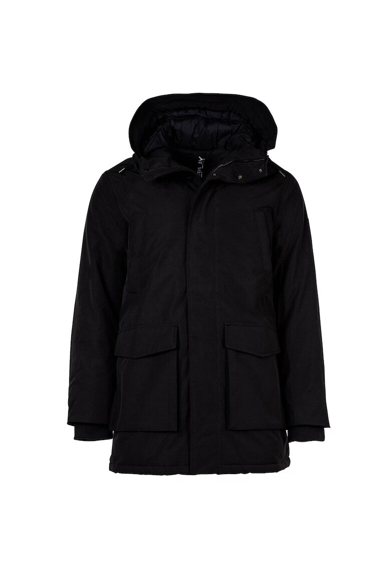 Replay Jacheta parka cu model uni si gluga - Negru