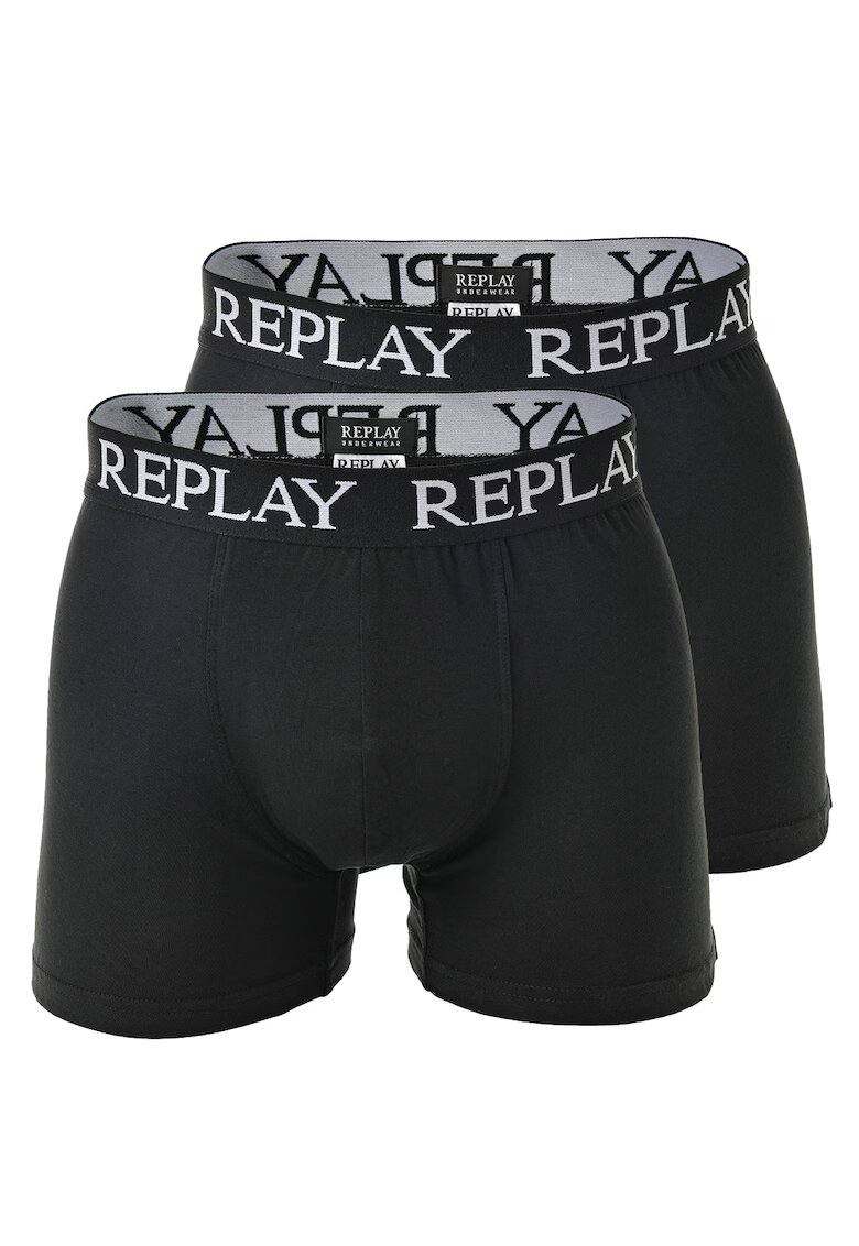 Replay Set de boxeri cu banda logo - 2 perechi - Negru