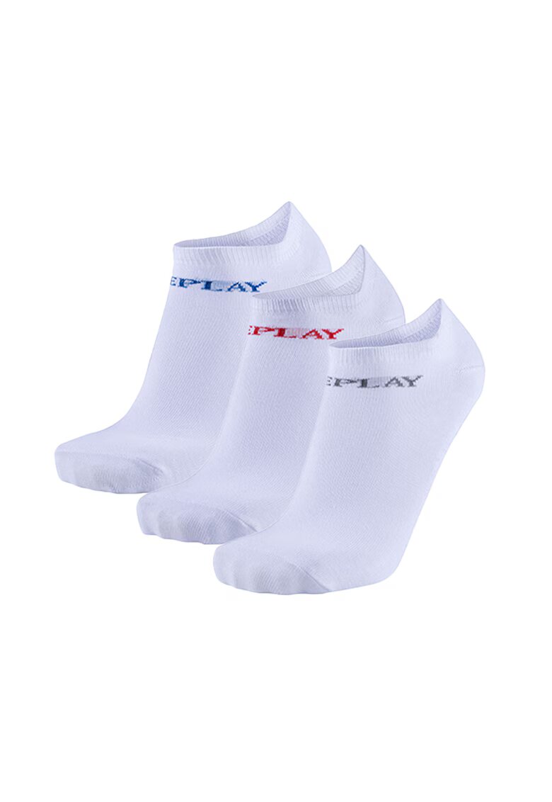 Replay Set de sosete unisex pana la glezna - 3 perechi - Alb