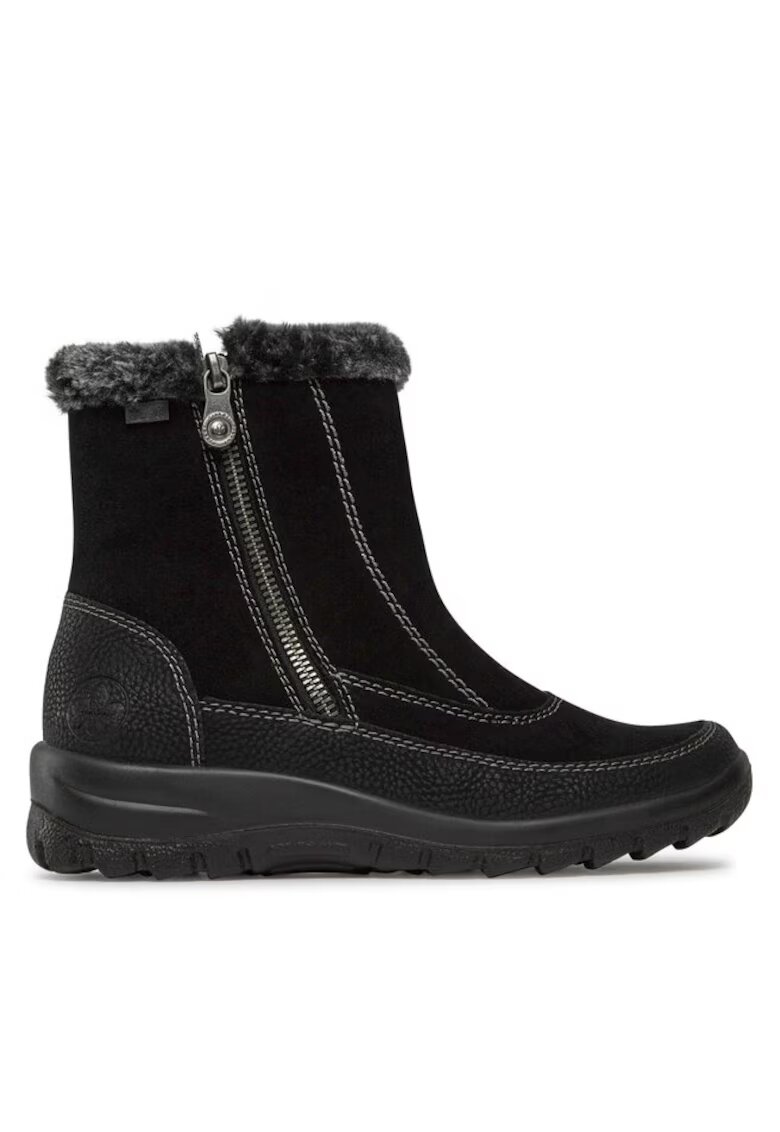 Rieker Botine dama 303216610 - Piele intoarsa - Negru