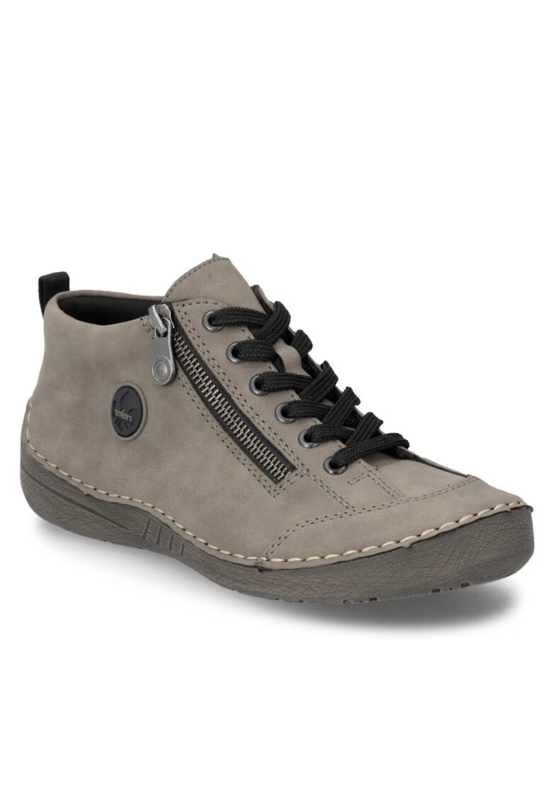 Rieker Botine de damă gri - cu fermoar - cu șireturi 52514-42