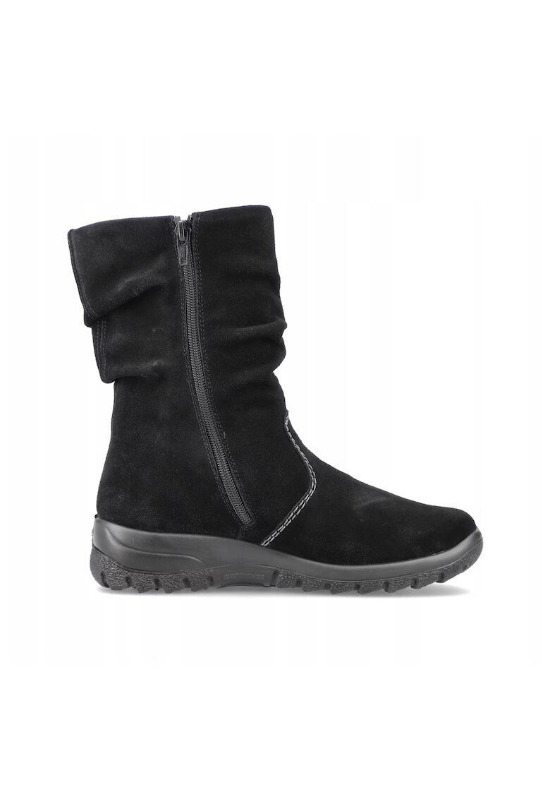 Rieker Ghete negre - din piele intoarsa - cu caramb incretit - Negru