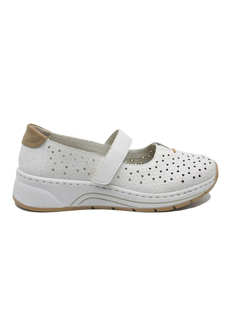 Rieker Pantofi dama confortabili albi cu perforatii si bareta RIKN6553-80 - Alb
