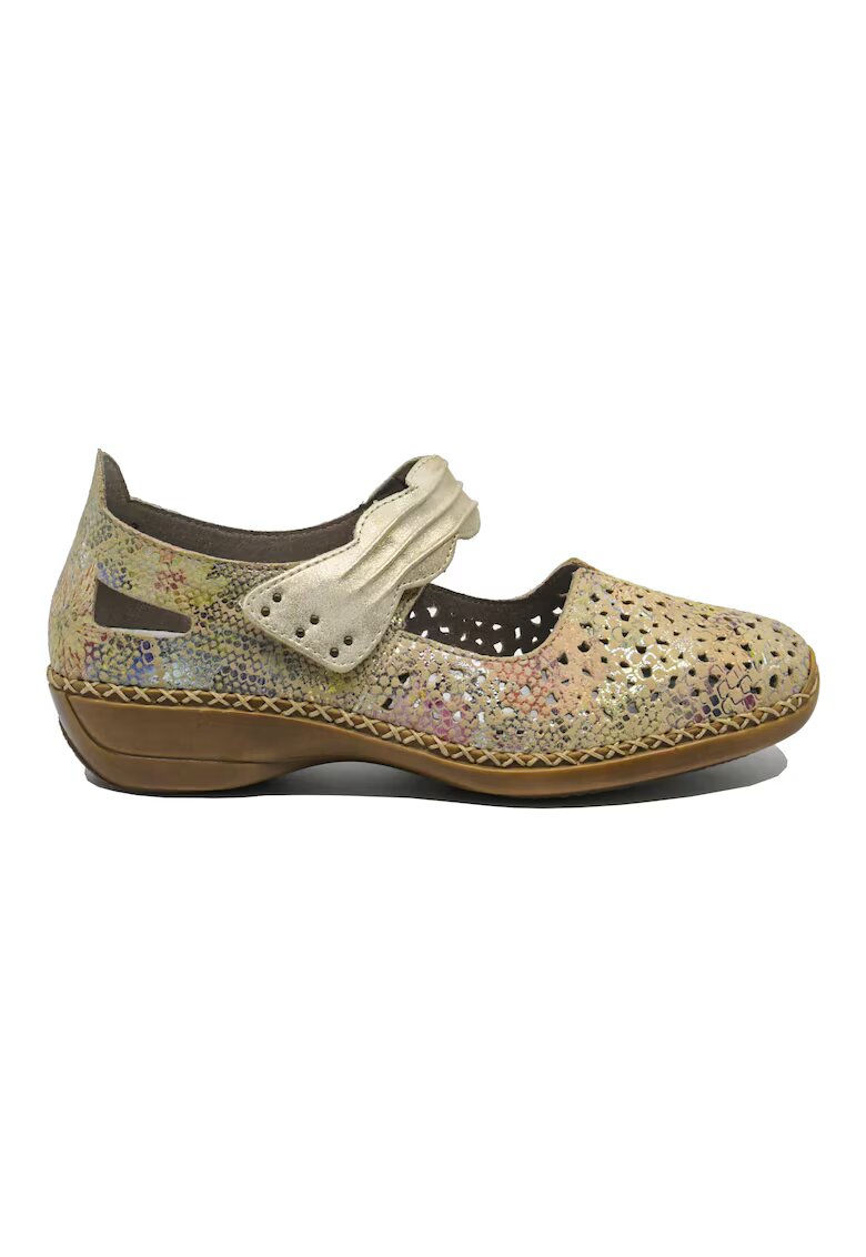 Rieker Pantofi perforati cu bareta multicolori din piele naturala RIK41399-92 - Multicolor