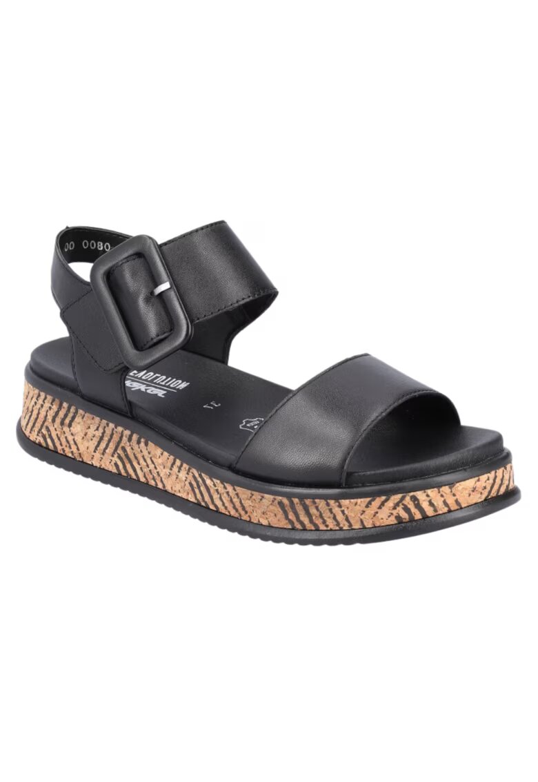 Rieker Sandale casual - dama - REVOLUTION - W0800-00 negru - piele ecologica - Negru