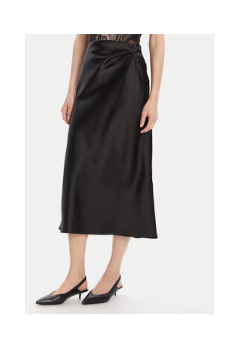 Rinascimento Fusta midi - neagra - 100% poliester -