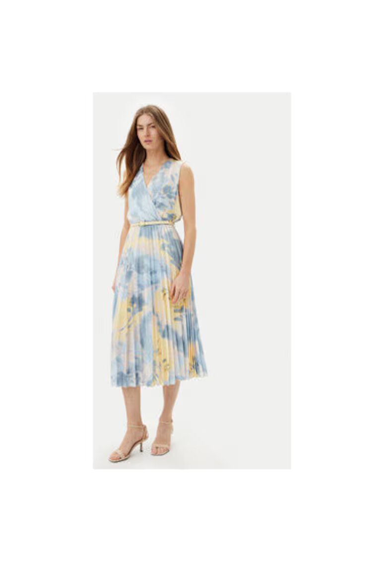 Rinascimento Rochie dama CFC0123546003 - Poliester - Albastru deschis/Galben - Galben/Albastru deschis