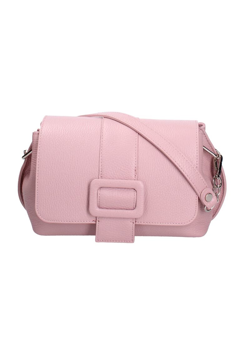Roberta Rossi Geanta crossbody de piele cu clapa - Roz deschis