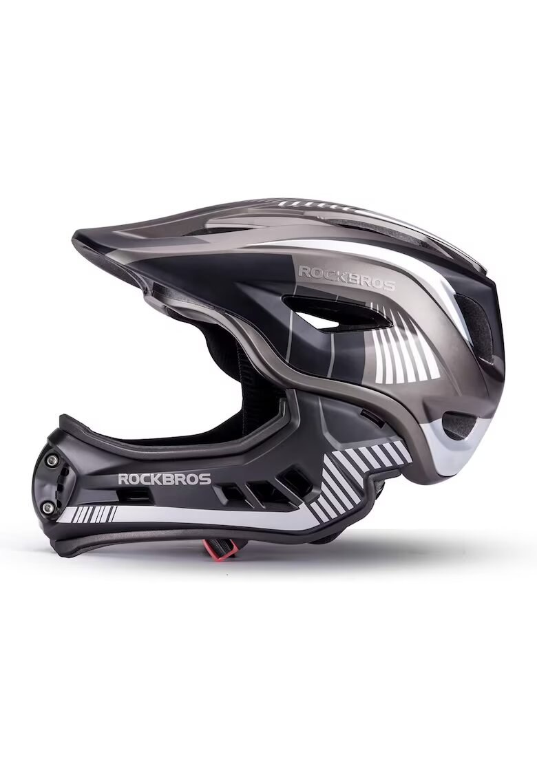 Rockbros Casca de protecție copii full face - gri - 55-58 cm - ajustabilă - detasabilă
