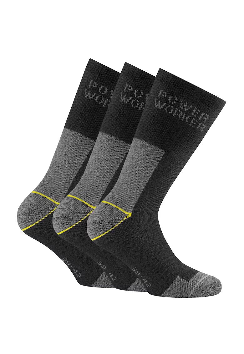 Rohner basic Rohner - basic - Set de sosete lungi unisex Power Worker Wilmax 13351 - 3 perechi - Negru/Gri