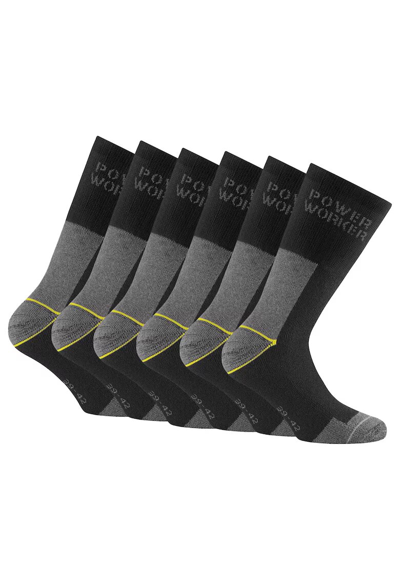 Rohner basic Set de sosete lungi unisex - 6 perechi - Negru/Gri