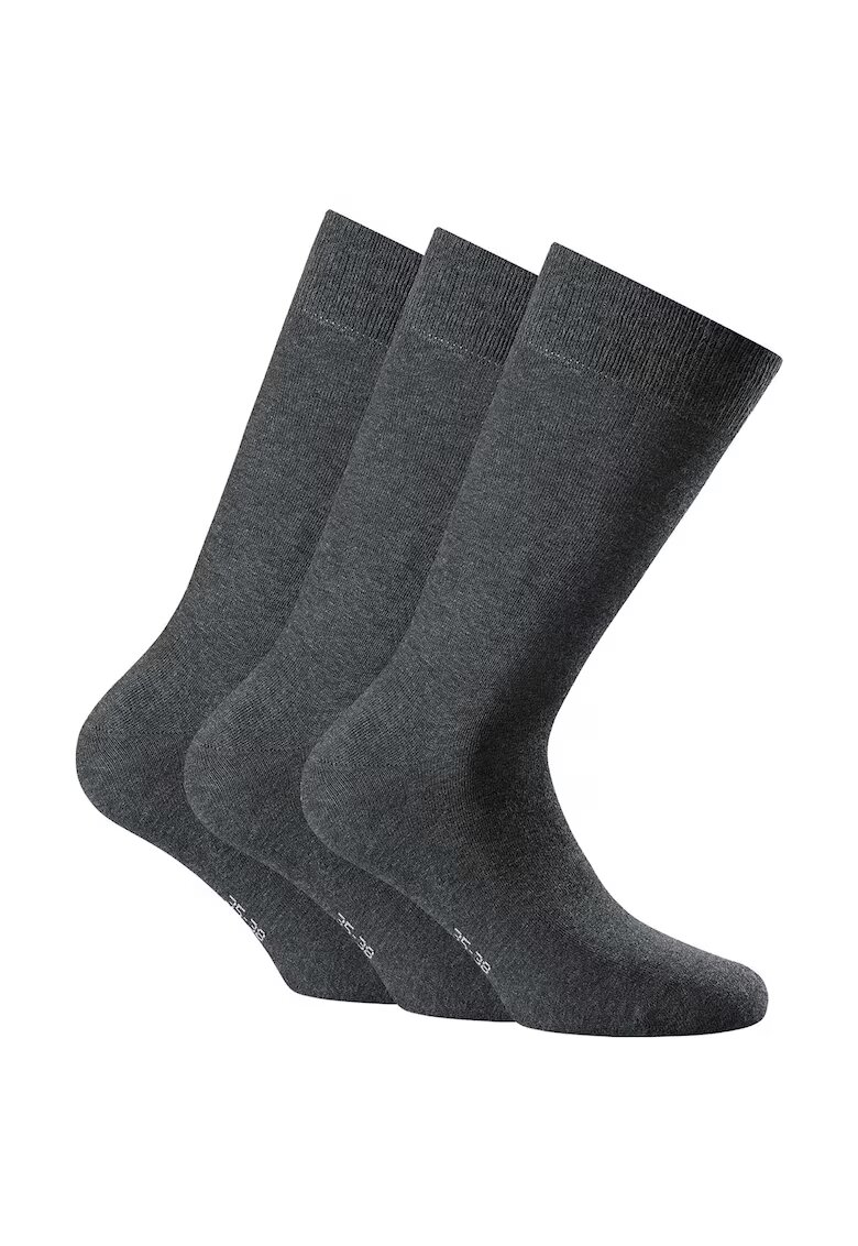 Rohner basic Set de sosete unisex lungi - 3 perechi - Gri antracit