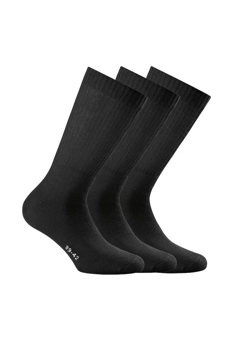 Rohner basic Set de sosete unisex lungi - 3 perechi - Negru