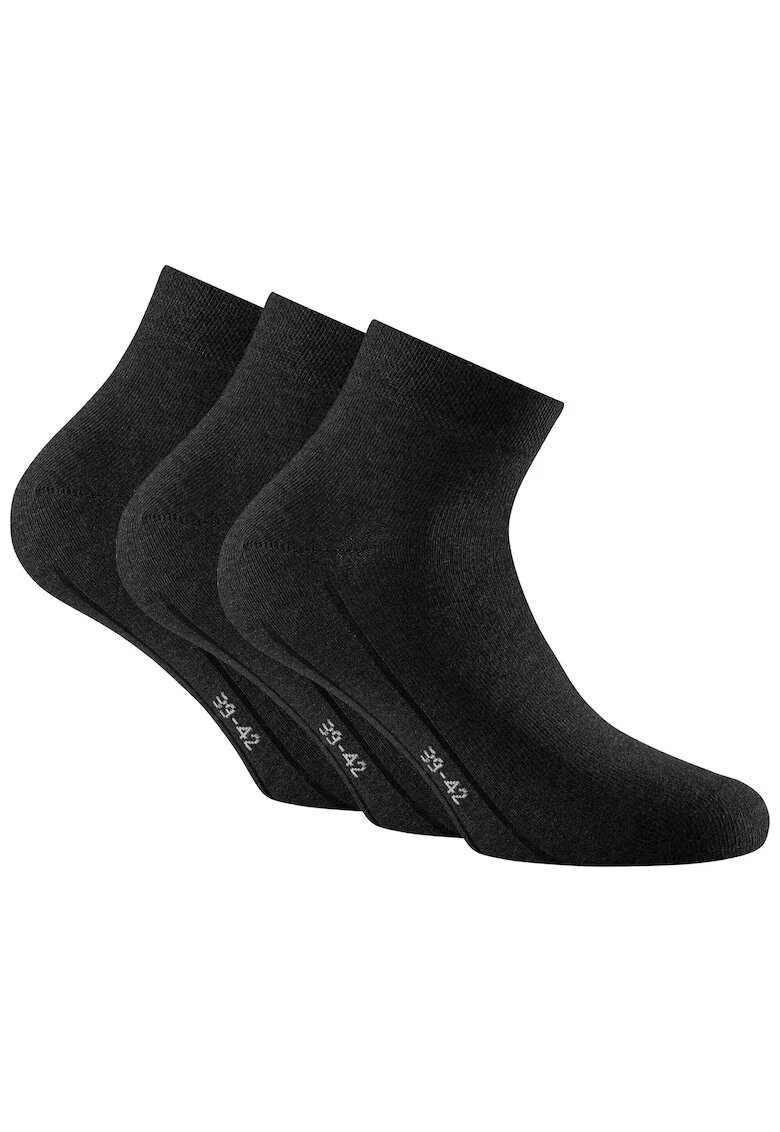 Rohner basic Set de sosete unisex scurte - 3 perechi - Negru