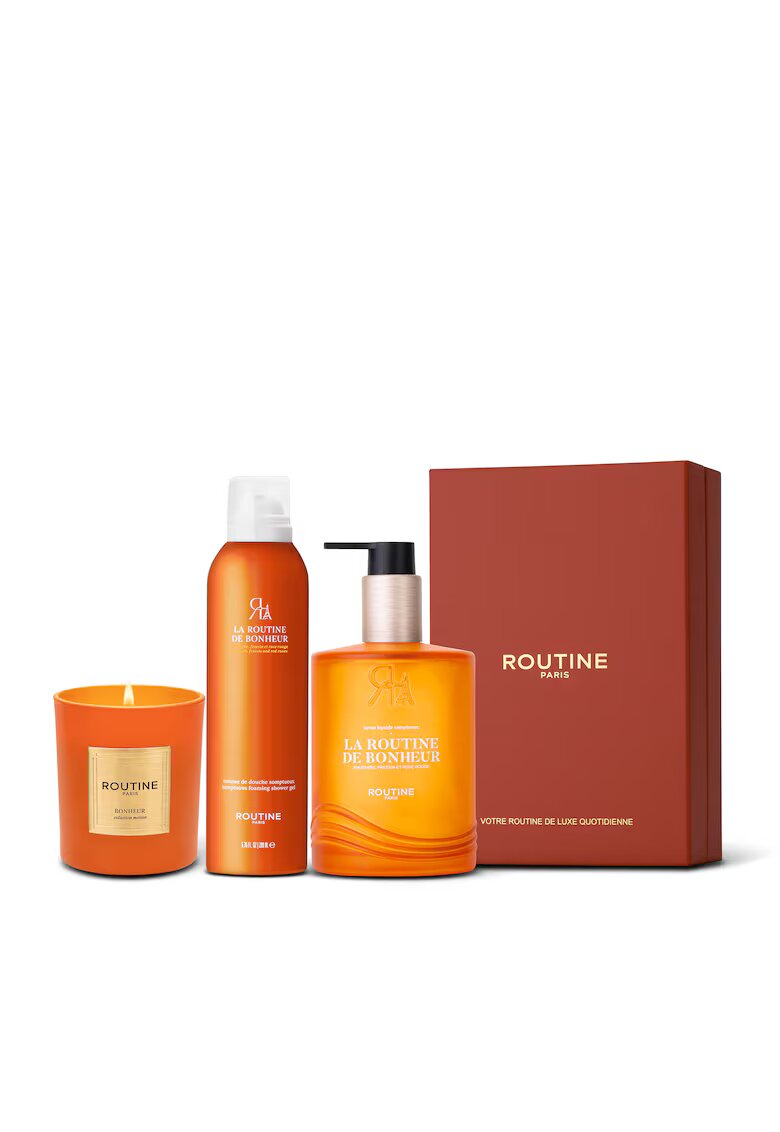 Routine Paris Set Cadou la Routine de Bonheur - : Spuma de dus 200 ml + Sapun de maini 300 ml + Lumanare clasica 165 g