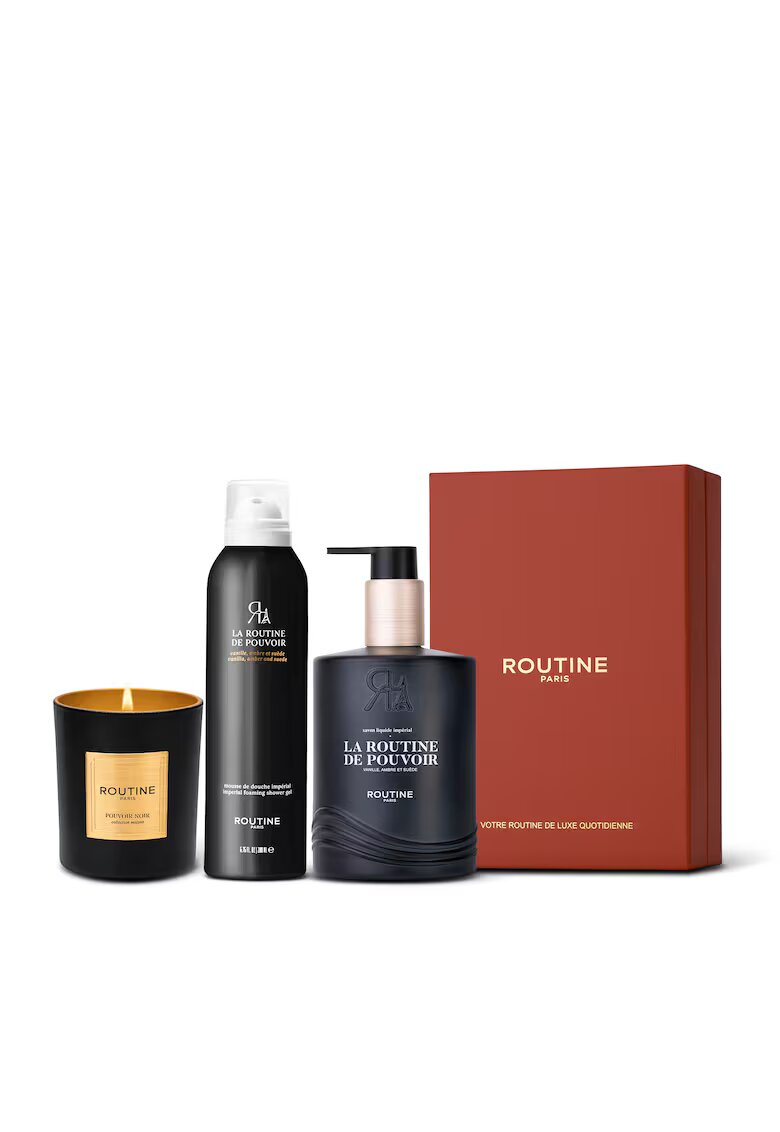 Routine Paris Set Cadou la Routine de Pouvoir - : Spuma de dus 200 ml - Sapun de maini 300 ml - lumanare clasica 165 g