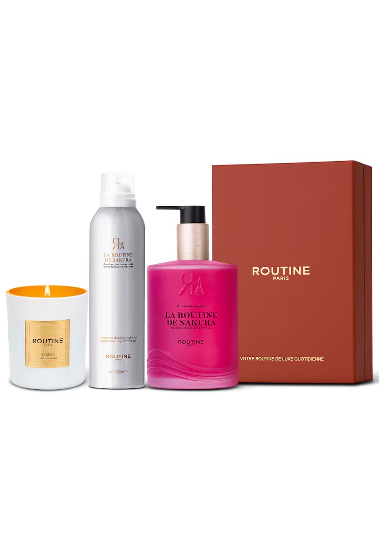 Routine Paris Set Cadou la Routine de Sakura - : Spuma de dus 200 ml + Sapun de maini 300 ml + Lumanare clasica 165 g