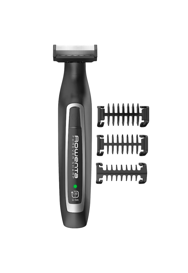 Rowenta Aparat hibrid de tuns - conturat si barbierit Forever Sharp TN6010F4 - lavabil - lame din inox cu autoascutire - 3 piepteni - Negru