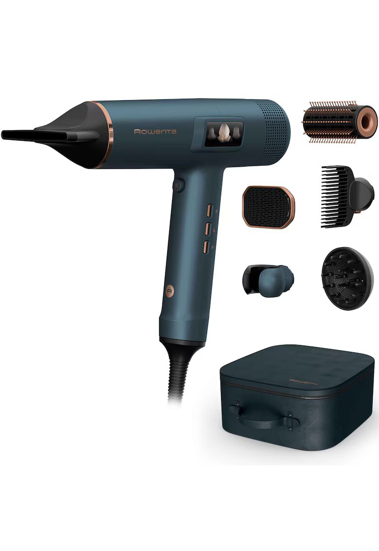 Rowenta Uscator de par Maestria For You - 1800W - 3 trepte de viteza si temperatura - concentrator Air Smooth Pro - accesoriu Root Lifter - difuzor pentru volum - generator de ioni - ecran LCD - functie flux de aer rece - geanta depozitare - verde