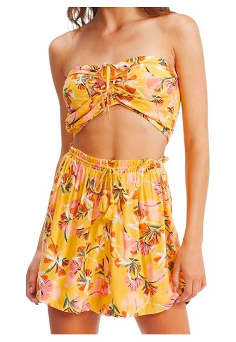 Roxy Bluza crop cu imprimeu floral Island Hops -