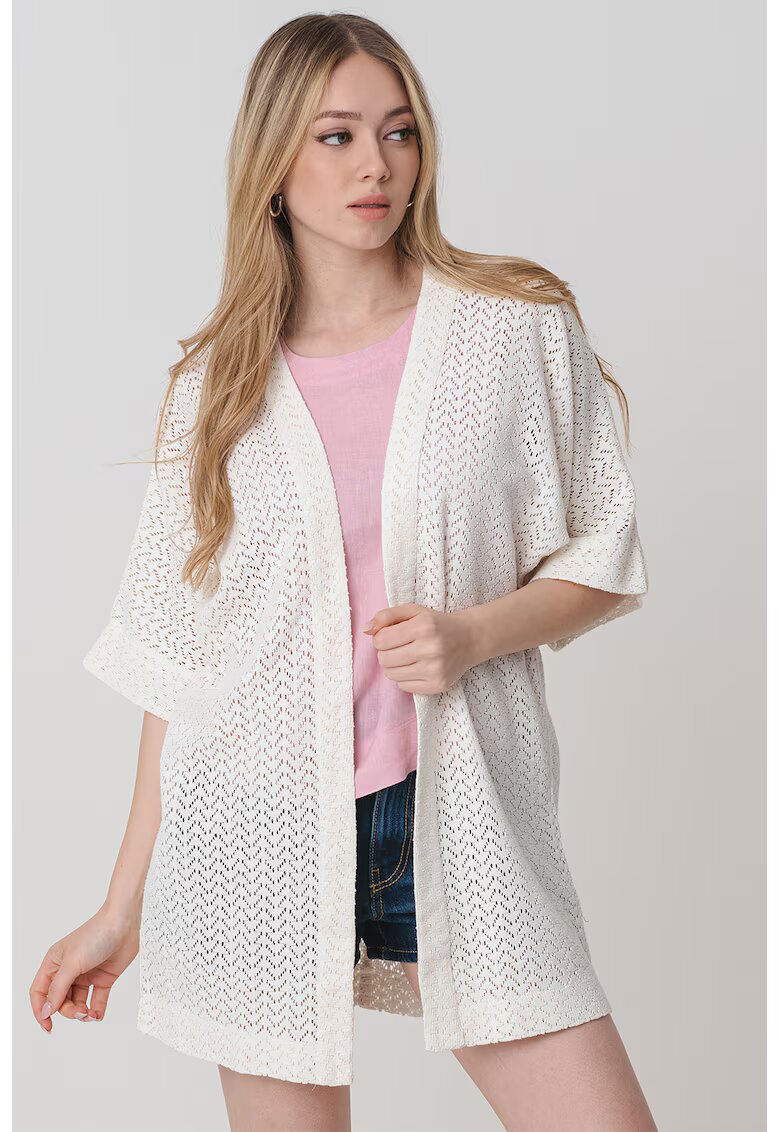 Roxy Cardigan cu perforatii - Alb fildes