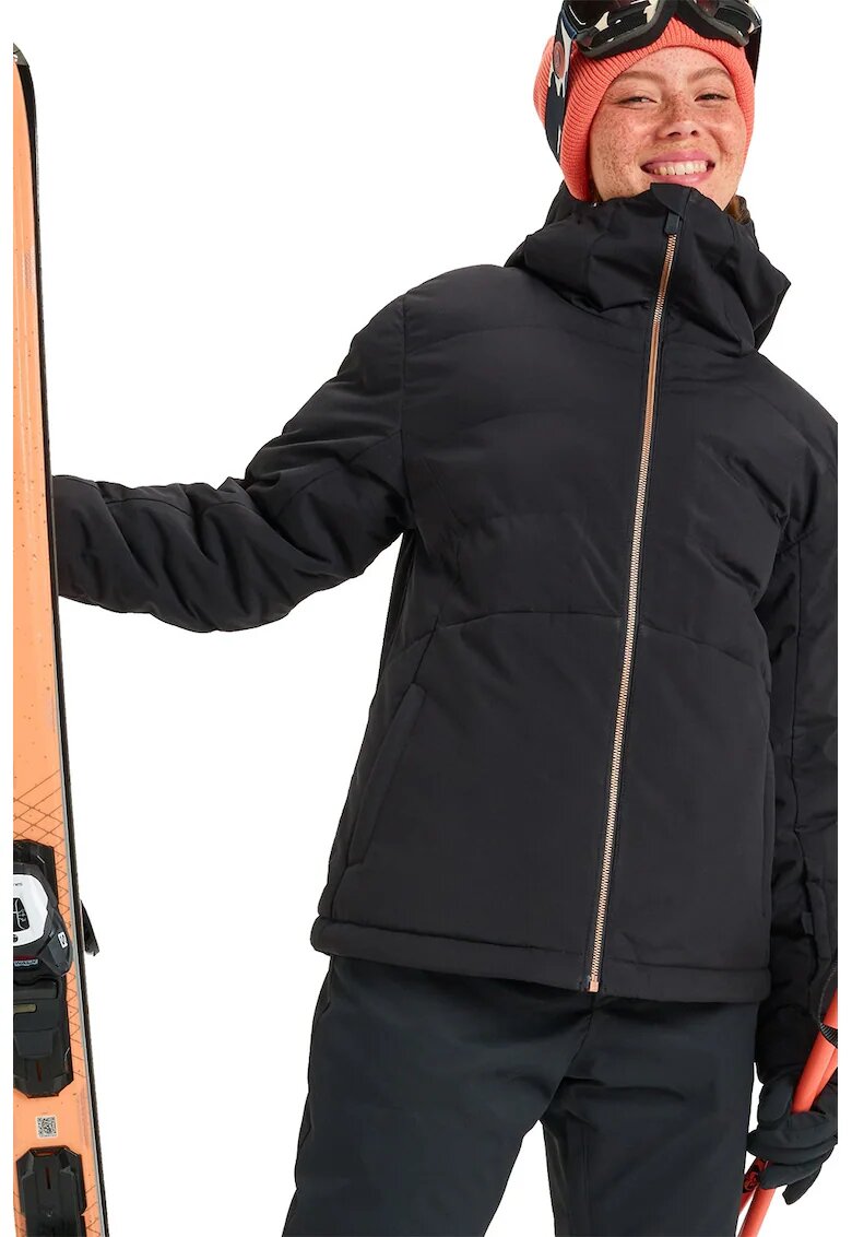 Roxy Geaca cu fermoar si model uni pentru ski Snowyhill Puffy - Negru