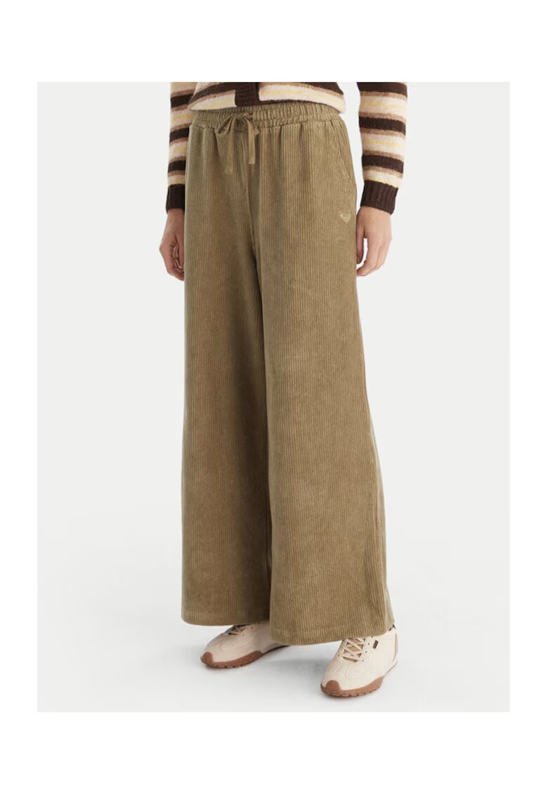 Roxy Pantaloni dama verde - stofa