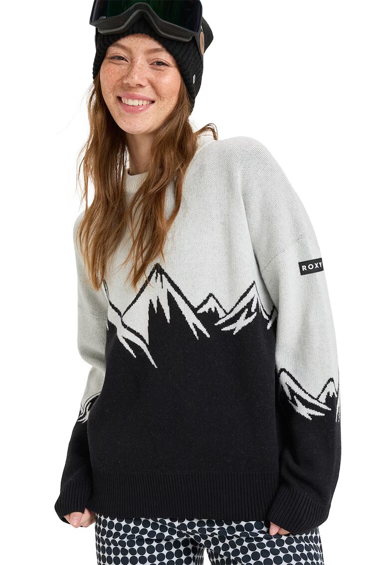 Roxy Pulover din amestec de lana pentru ski Cozy Sound - Negru/Alb murdar