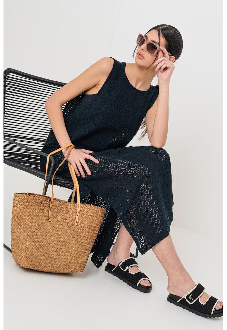 Roxy Rochie cu decolteu rotund si perforatii - pentru plaja - Negru stins