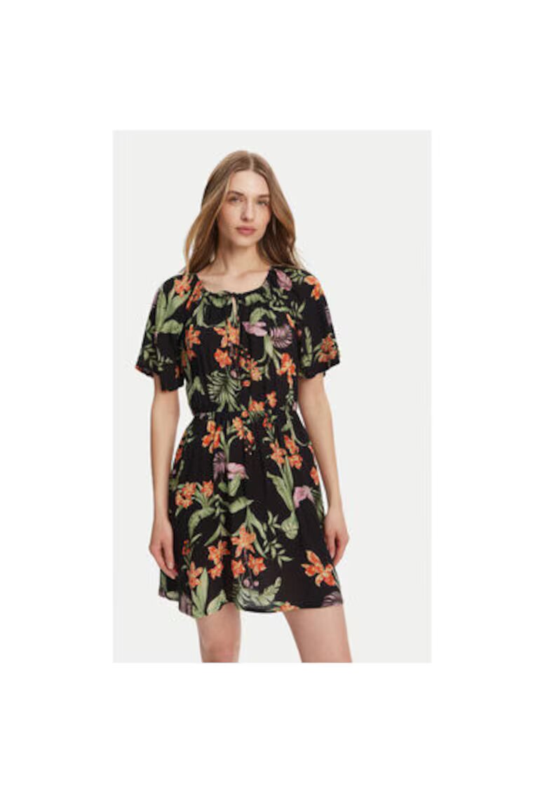 Roxy Rochie cu model floral si decolteu rotund - Multicolor