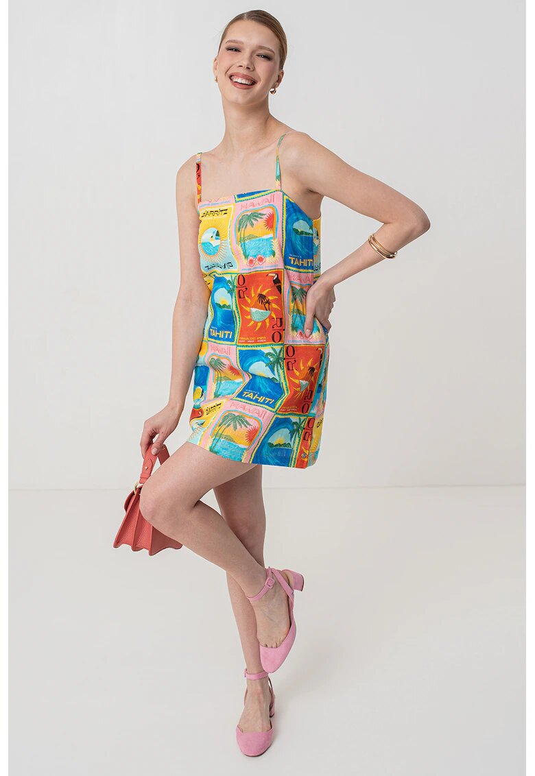 Roxy Rochie mini cu imprimeu grafic - Portocaliu/Roz/Albastru