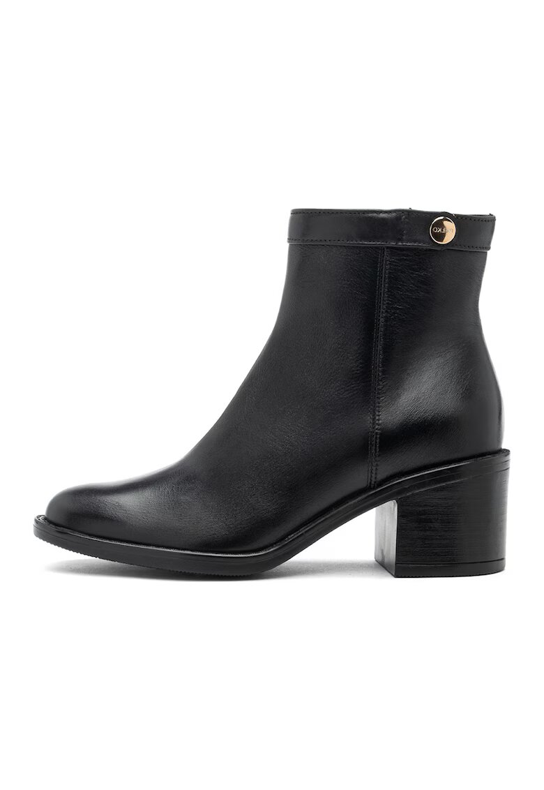 RYLKO Botine de piele cu toc masiv Debra - Negru