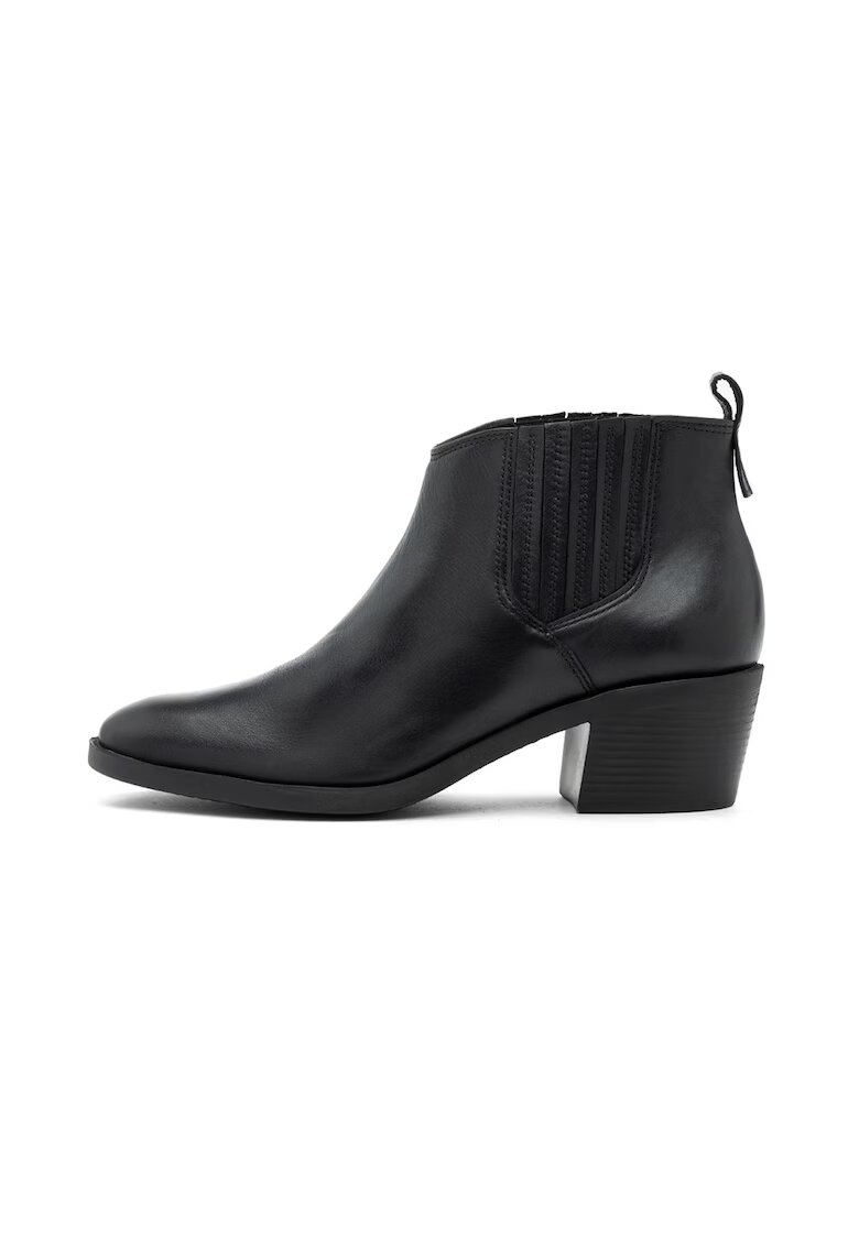 RYLKO Botine din piele cu toc cubanez Triss - Negru