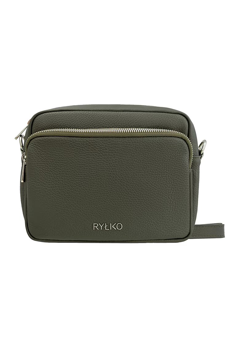RYLKO Geanta crossbody de piele cu bareta ajustabila - Verde inchis
