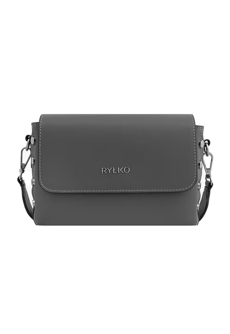 RYLKO Geanta crossbody de piele cu bareta lant - Gri