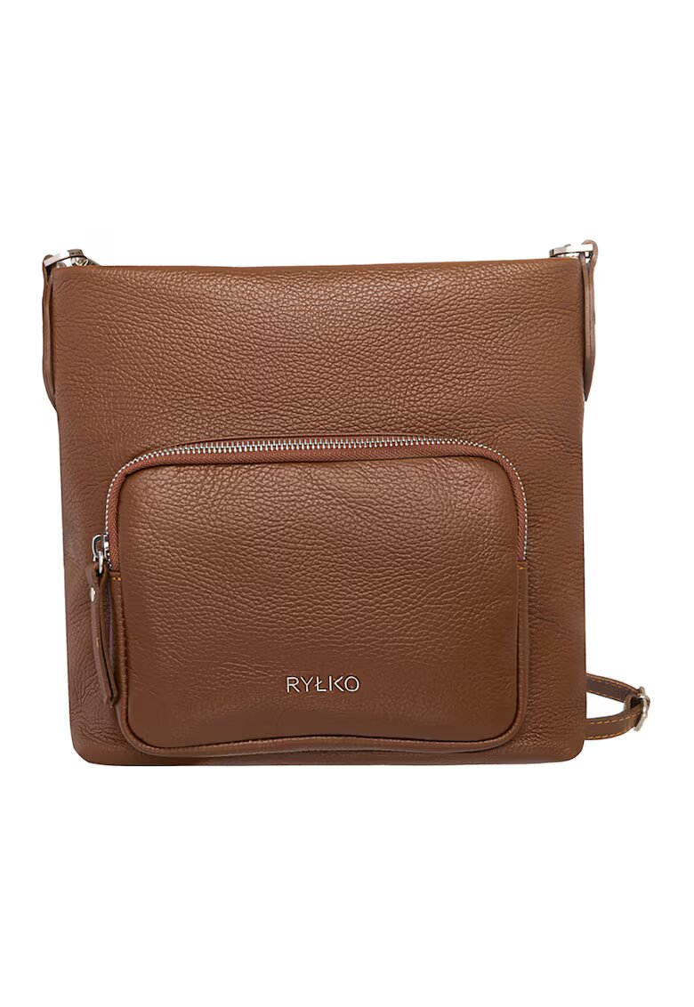 RYLKO Geanta crossbody de piele cu buzunare exterioare - Maro scortisoara