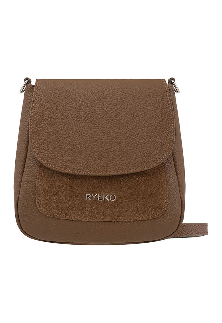 RYLKO Geanta crossbody din piele cu clapa - Maro