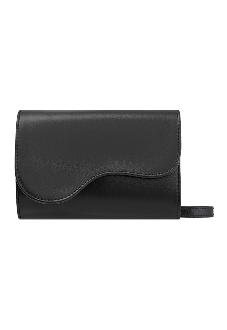 RYLKO Geanta crossbody din piele cu clapa si lant - Negru