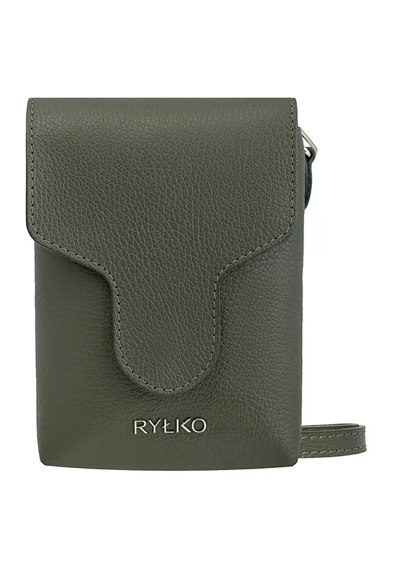 RYLKO Geanta crossbody din piele cu model uni - Kaki inchis