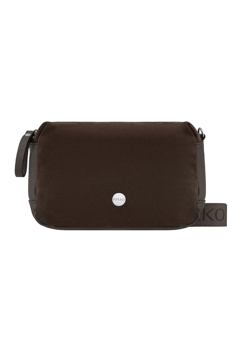 RYLKO Geanta crossbody din piele si piele intoarsa - Maro inchis