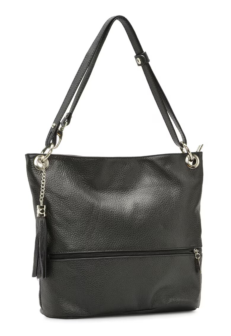 RYLKO Geanta tote de piele cu canafi - Negru